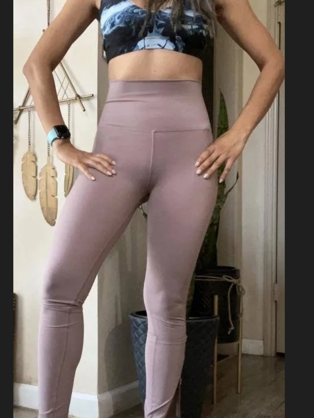 Adidas High-Waist Mauve Leggings – Comfortable Women’s Activewear
